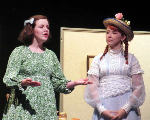 Laura Mock '17 of John Bapst plays Diana Barry, best friend of Anne Shirley, played by  Sydney Howard of Bucksport High School, in the Bucksport Community Theatre's musical production of "Anne of Green Gables."