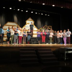 The cast of "Footloose" in rehearsal at John Bapst.